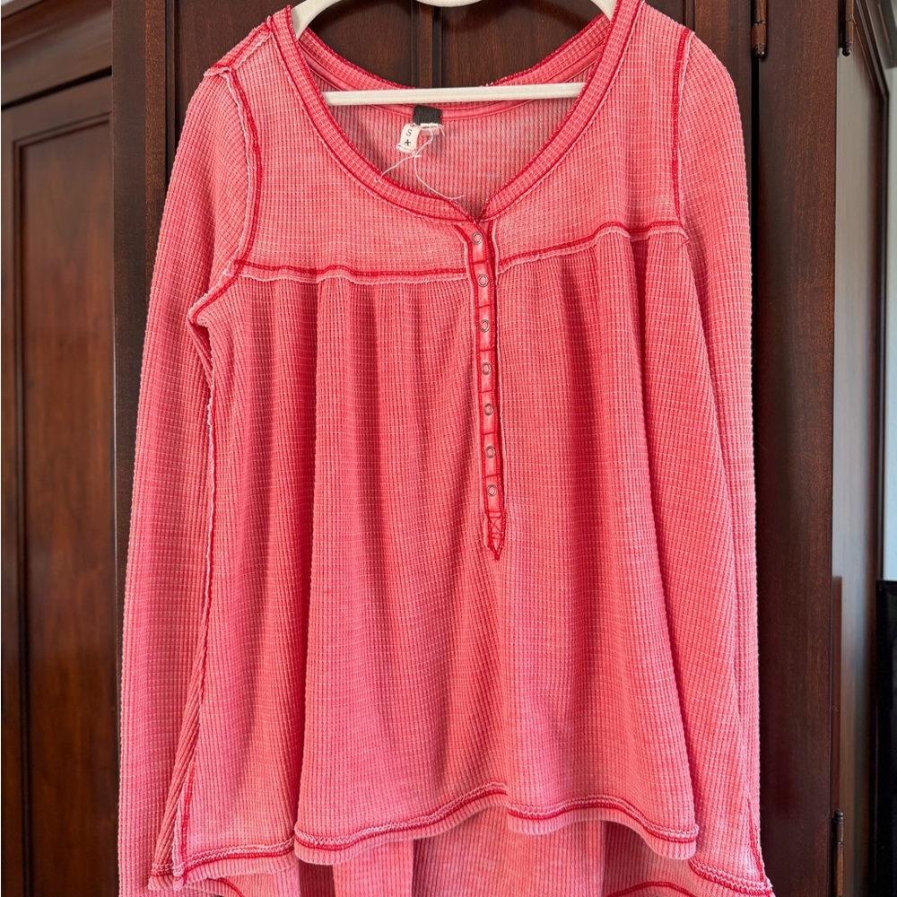 Free People Coral Long Sleeve Blouse